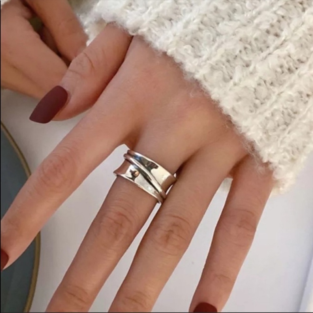 Sterling Silver Wide Band Open Ring